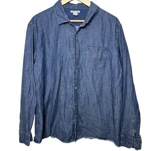 Carbon 2 Cobalt Shirt Button Up Mens Large Cotton Blue Western Long Sleeve Denim
